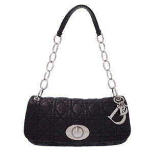 Christian Dior Cannage Chain Semi-Shoulder Bag Black